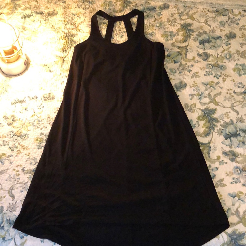 Black racer back trapeze dress